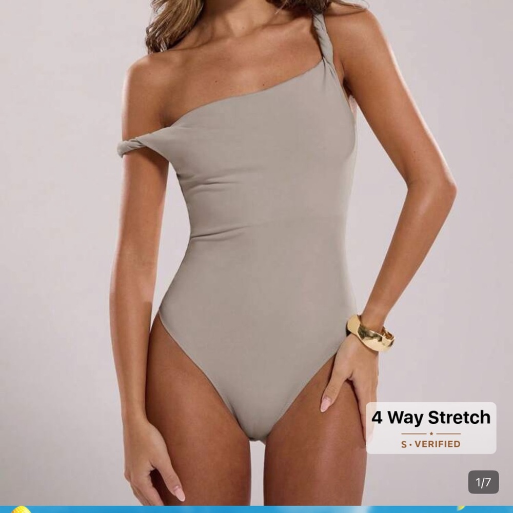 One-Shoulder Taupe Swimsuit